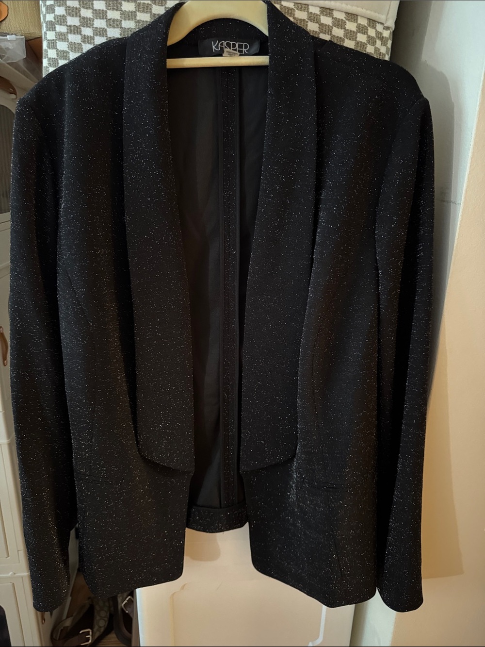 Kasper Black Sparkle Open-Front Blazer